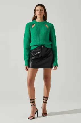 ASTR KRIS CUTOUT SWEATER - Green