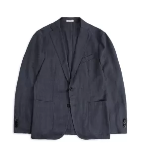 Boglioli Wool Mix Herringbone K Jacket: Navy