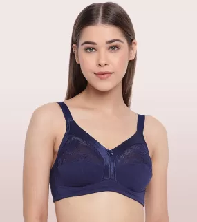 Enamor Fab-Cool A014 Super Contouring M-frame Full Support  Cotton Bra for Women- Full Coverage, Non Padded and Wirefree - Navy