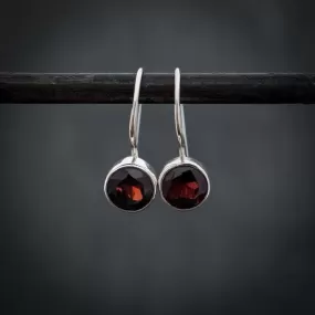 Garnet and Silver Faceted Earrings,January Birthstone,Gemstone Drops, For her