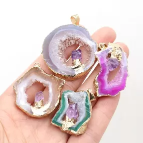 Irregular Druzys Stone Natural Agate  Pendant