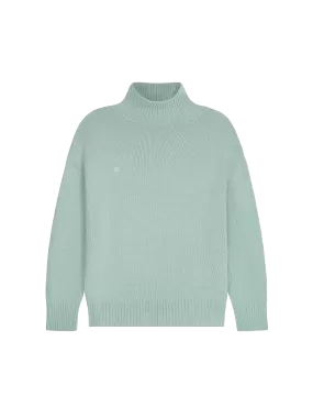 Men's Recycled Cashmere Turtleneck Sweater—eucalyptus blue