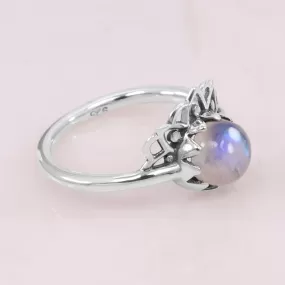 Natural Rainbow Moonstone Ring Handmade Ring Gemstone Ring Sterling Silver Ring Solitaire Ring Gift For Her