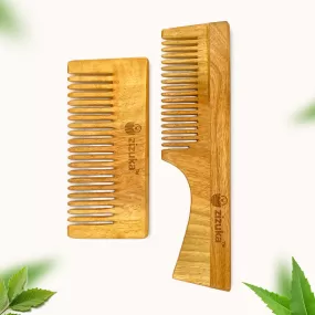 Oil Treated Wooden Neem Comb -Combo (Pack of 2)