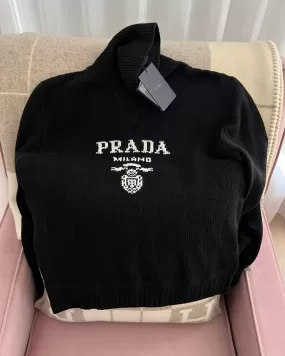 Prada Wool and Cashmere Logo Turtleneck