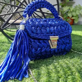 Shiroli Handmade Designer Metallic Royal Blue Bag