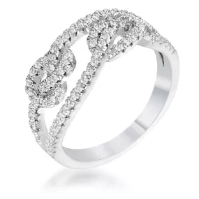 WildKlass 1.15Ct Rhodium Plated CZ Pave Double Knot Ring